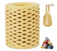 CAMAL Raphia à Crocheter, 200m Rafia Naturel Fil de Rafia Crochet pour Sac, 3mm Fil de Raphia Papier pour Crochet DIY Artisanat, Parti Chapeau, Bouquet De Mariage (Jaune clair)