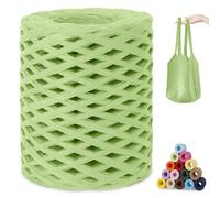 CAMAL Raphia à Crocheter, 200m Rafia Naturel Fil de Rafia Crochet pour Sac, 3mm Fil de Raphia Papier pour Crochet DIY Artisanat, Parti Chapeau, Bouquet De Mariage (Fruit Vert)
