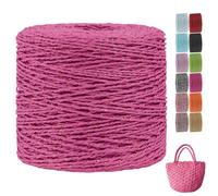 CAMAL Raphia à Crocheter, 2mm x 240m Luxe Rafia Naturel Bobine Fil Crochet pour Rafia Sac, Fil d'or de Raphia Papier pour Crochet DIY Artisanat, Chapeau d'Eté, Parti Decorative (Rose)
