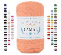 CAMAL Tshirt Yarn 400g/150m Fil Polyester pour Sac au Crochet Yarn pour Tricot Debutant, Fil Trapilho à Crocheter pour t Shirt, Sac, Panier, Tapis, Bricolage Décoration (Rose peau)