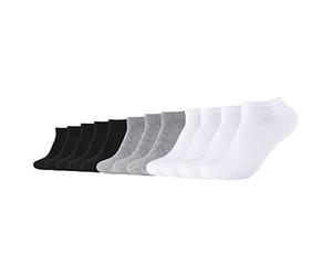 Camano CA-Soft Organic Cotton Lot de 12 paires de chaussettes unisexes pour baskets 35-38 39-42 43-46 Noir/gris/bleu/blanc, Mélange blanc (1001), 43-46