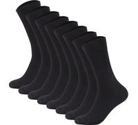 Camano Chaussettes Hommes, Lot de 8 - Coton Organique, uni Noir 39-42