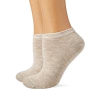 Camano Lot de 2 paires de chaussettes pour femme, Beige (Natural Melange 0011), 35-38