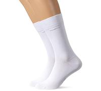 Camano Lot de 2 paires de chaussettes unies en coton avec talon renforcé et dentelle pour homme et femme - Blanc - 47/50