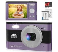 Cámara 4K, foto de 48 MP/Video 4K 30FPS FHD/pantalla de 2,8 pulgadas/Zoom de 18X, cámara Digital compacta Con tarjeta SD, cámara Para niños/niños/Adolescentes/estudiantes/principiantes