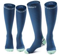 CAMBIVO Bas de Contention Femme et Femmes 2 Paires, 20-30mmHg Chaussettes de Contention, Chaussettes de Compression Antidérapantes pour Voyage Avion, Sport, Running, Circulation Sanguine