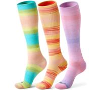 CAMBIVO Chaussettes de Compression 15-20 mmHg, Bas de Contention Douces Effet Coton, avec Soutien de Voûte Plantaire, Chaussettes Running Dégradées pour Sport, Voyage Avion, Infirmiere, 3 Paires