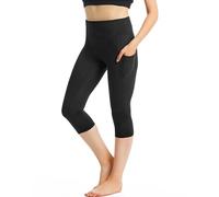 CAMBIVO Legging de Sport Femme 3/4 Taille Haute, Leggings Push up Pantacourt, Pantalon Yoga Pants Corsaire Opaque Elastique Doux été avec Poches pour Pilates Gym Fitness Running Cycliste