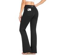 CAMBIVO Pantalon Yoga Femme Bootcut avec 4 Poches, Pantalon Patte d'elephant Taille Elastique Yoga Pants Contrôle du Ventre pour Pilates, Entraînement, Danse, Casual, Fitness, Sport