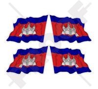 Cambodge Cambodgien Agitant Le Drapeau Srok Khmer, Kampuchea, 50mm Vinyle Autocollants, x4 Stickers