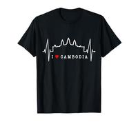 Cambodge Skyline Battement Cœur Siem Raep I Love Angkor Wat T-Shirt
