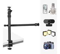 CAMBOFOTO Trépied de Bureau Multifonction 37-82,5 cm avec Tête Sphérique 360°, Bras Détachable et Support Téléphone - Compatible Appareil Photo, Ring Light, Micro, Les téléphones Portables