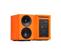 Cambridge Audio L/R S - 100W Enceintes Stéréo Actives Compactes avec Bluetooth aptX HD, USB Audio, Entrées Aux & Optique, Sortie Caisson, Télécommande, Room Positioning, DynamEQ - Orange
