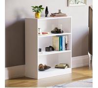 Cambridge Bibliothèque Basse à 3 niveaux Blanche Étagère de Rangement Moderne Bureau Salon