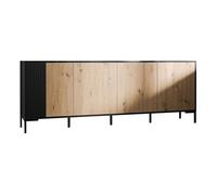 Cambridge - buffet bas - effet bois et noir - 200 cm - Bois / Noir