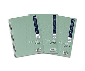 Cambridge Jotter Lot de 3 cahiers A4 à spirales avec marge 8 mm 200 pages 80 g/m² Bords perforés