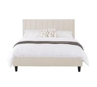 CAMBRIDGE - Lit velours beige 140x190