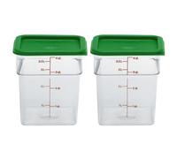 Cambro Lot de 2 boîtes de conservation pour aliments de 4 l avec couvercle vert - Transparentes pour une utilisation industrielle et en cuisine, organisation de garde-manger, ingrédients de pâtisserie