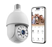 Camcamp 4MP Ampoule Camera Surveillance WiFi exterieure sans Fil, PTZ 360 degrés, Sirene Alarme, caméra cachée, Vision Nocturne Couleur, 2K Video Sécurité Intelligente pour Maison Exterieur Interieur