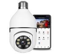CAMCAMP Caméra ampoule 1080P WiFi intérieur sans fil 360° panoramique caméra espion avec Couleur vision noctur, Stockage en ligne
