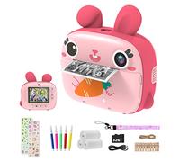 CAMCLID Appareil Photo Enfant Instantanée, 1080P Appareil Photo Numérique Enfant avec Papier d'impression & Carte 32G, 2,4" Selfie Caméra Vidéo Cadeau pour Filles Garçons 3-12 Ans (Rosa)