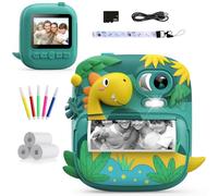 CAMCLID Appareil Photo Instantané Enfant, Écran 2,4" 1080P HD, Dinosaure