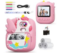 CAMCLID Appareil Photo Instantané Enfant, Écran 2,4" 1080P HD, Rose