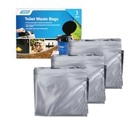 Camco 41547 Lot de 3 sacs à déchets de toilette, design double sac durable anti-fuite, l’intérieur gélifie tout liquide, idéals pour le camping, la randonnée, la chasse et plus encore