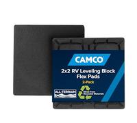 Camco 44600 Lot de 2 blocs de nivellement pour camping-car - Antidérapant, flexible, en matériau recyclé résistant aux intempéries - Pour gravier, racines d'arbres et surfaces inégales, 21,6 x 21,6 cm