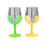 Camco Ensemble de gobelets en acier inoxydable avec verres à vin amovibles en acier inoxydable - Couvercle anti-fuite, isolation sous vide, sans BPA, 237 ml (51916)