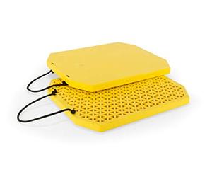 Camco Lot de 2 Coussinets stabilisateurs Extra Larges pour cric - Aide à empêcher Les crics de Camping-Car de s'enfoncer dans Un Sol Mou - Comprend des poignées de Transport en Corde et Mesure chacun