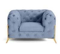 Camden - fauteuil chesterfield en velours - pieds en métal doré - Bleu Ardoise Bleu Ardoise