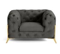 Camden - fauteuil chesterfield en velours - pieds en métal doré - Gris Gris
