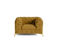 Camden - fauteuil chesterfield en velours - pieds en métal doré - Jaune Jaune