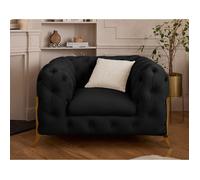 Lisa Design - Fauteuil Camden en Velours Noir - Salon Chesterfield