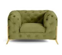 Camden - fauteuil chesterfield en velours - pieds en métal doré - Vert Vert