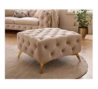 Camden - pouf chesterfield en velours - pieds en métal doré - Beige Beige