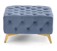 Camden - pouf chesterfield en velours - pieds en métal doré - Bleu Ardoise Bleu Ardoise