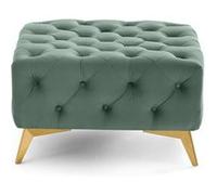 Camden - pouf chesterfield en velours - pieds en métal doré - Bleu Bleu