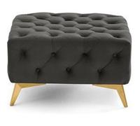 Camden - pouf chesterfield en velours - pieds en métal doré - Gris Gris