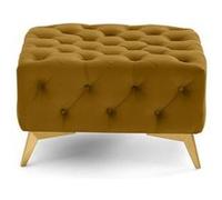 Camden - pouf chesterfield en velours - pieds en métal doré - Jaune Jaune