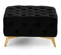 Camden - pouf chesterfield en velours - pieds en métal doré - Noir Noir