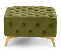 Camden - pouf chesterfield en velours - pieds en métal doré - Vert Vert