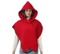 CAMDOM Cape médiévale à capuche, écharpe rétro, couvre-tête et cou, boléro, cape unisexe, châle pour costume, Rouge, XXL