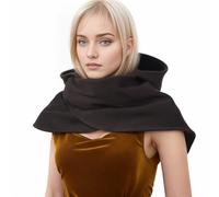 CAMDOM Cape médiévale à capuche, écharpe rétro, couvre-tête et cou, boléro, cape unisexe, châle pour costume, marron, XXL