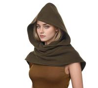 CAMDOM Cape médiévale à capuche, écharpe rétro, couvre-tête et cou, boléro, cape unisexe, châle pour costume, Vert, XXL