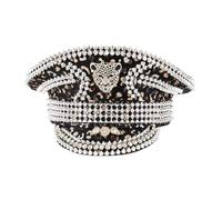 CAMDOM Chapeau de capitaine pour femme avec paillettes et strass