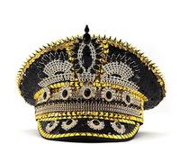 CAMDOM Chapeau de capitaine pour femme avec paillettes et strass