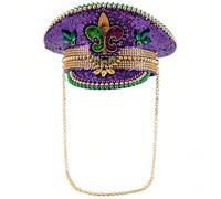 CAMDOM Chapeau de capitaine pour femme avec paillettes et strass