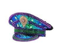 CAMDOM Chapeau de capitaine pour femme avec paillettes et strass